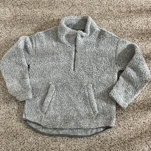 Women’s Sherpa Pullover Quarter Zip Grey Soft Sweater Old Navy